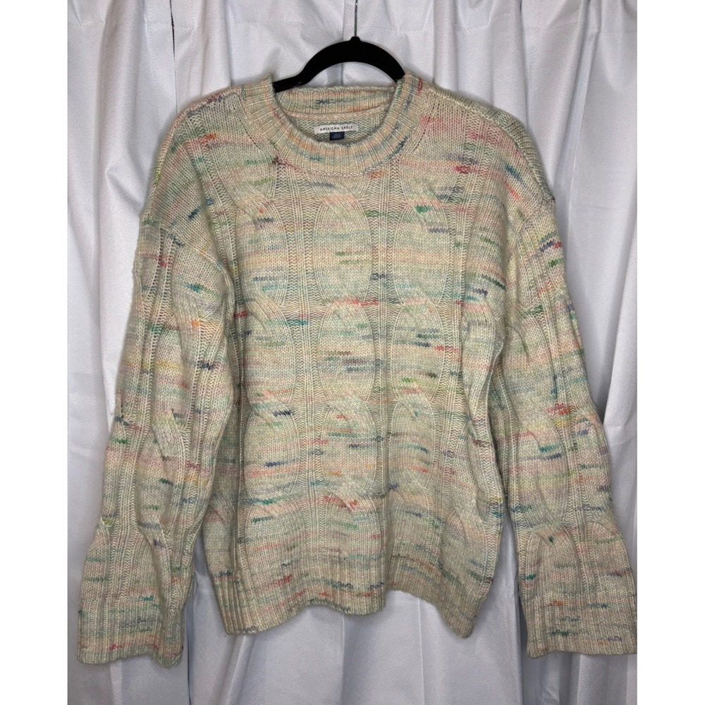 American Eagle "Whoa! So Soft" Cable Knit Pastel Oversized Sweater Cozy Cottage